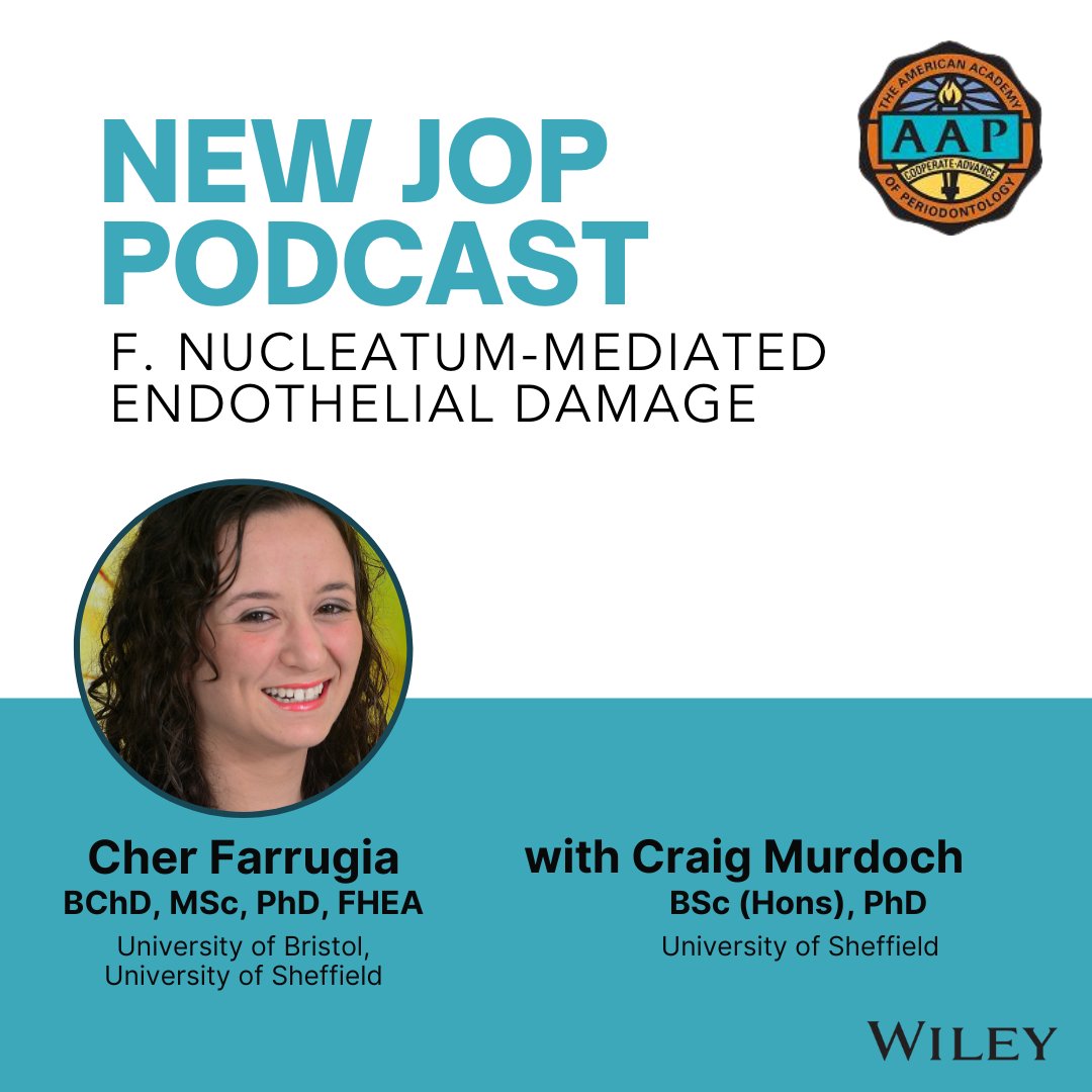 AmerAcadPerio's tweet image. Listen now to our September JOP Podcast, F. Nucleatum-Mediated Endothelial Damage, with Drs. Cher Farrugia (@farrugiacher) and Craig Murdoch.

Listen now at the link below!

aap.onlinelibrary.wiley.com/hub/journal/19…
