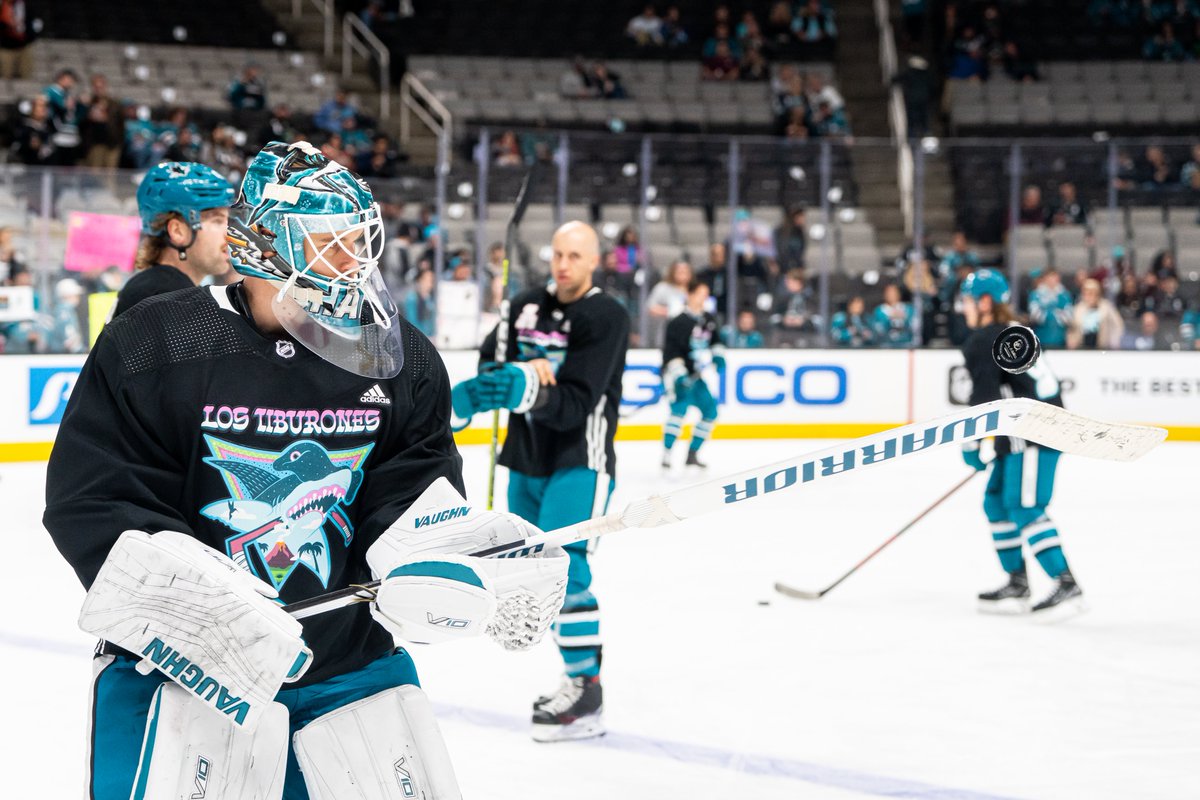 San Jose Sharks on X: That Los Tiburones 🔥 courtesy of @tristaneaton.  Tonight's warmup jersey auction opens at 7:30pm and benefits @GOTR_SV!  Register 👉   / X