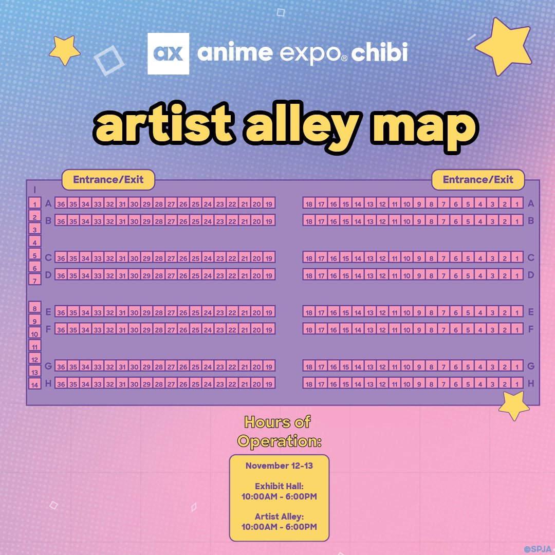 Anime Expo on X Plan your shopping at ax chibi Here is the artist alley  and exhibit hall map Calling all axchibi artist alley and exhibit hall  participants comment below your tablebooth