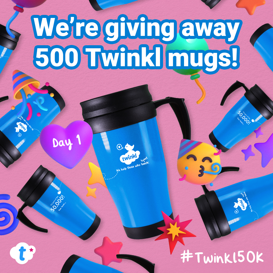 🌟 WE’RE GIVING AWAY 500 TWINKL MUGS 🌟

To be in with a chance of winning one of the first 100, simply…

🥳 Reply with “I WANT A TWINKL MUG”
🥳 Tag a friend
🥳 Follow <a href="/twinklresources/">Twinkl Resources</a> 

T&amp;Cs apply. #competition #Twinkl50K #win