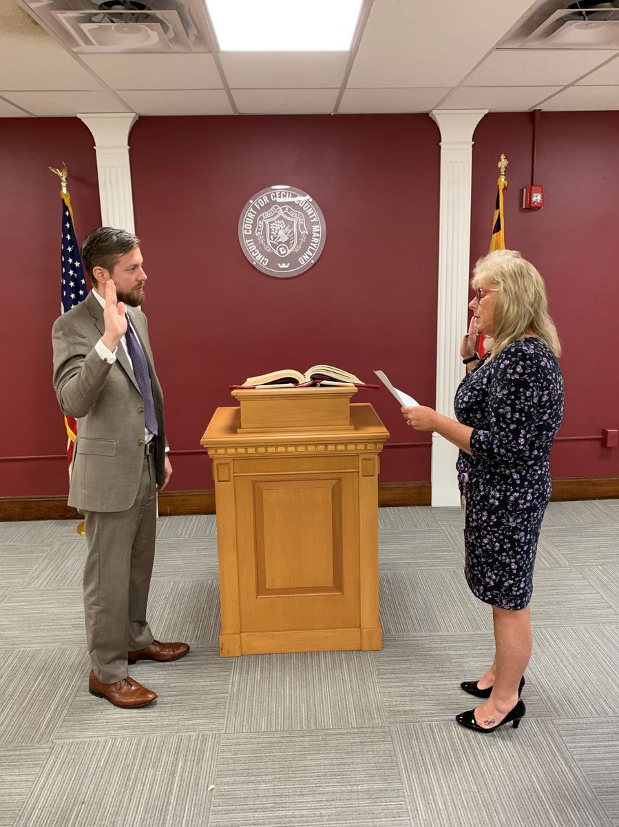 Cecil_Elections's tweet photo. The Cecil County Board of Elections welcomes new Board Counsel, Bradley A. Moore, Esq. of Barnes, O'Donnell &amp; Moore in Elkton. 
Thanks to Circuit Court Clerk Charlene M. Notarcola for swearing him in and making it official!
#CecilVotes #MarylandVotes #FutureReady #ElectionDay2022 https://t.co/71jtMrw6lu