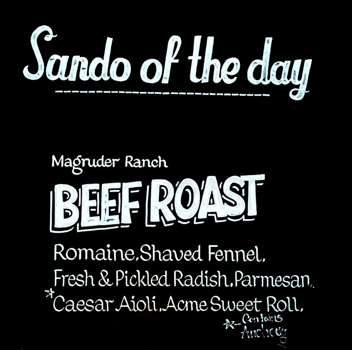 Come get your sando!

*Caesar aioli has delicious anchovies in it