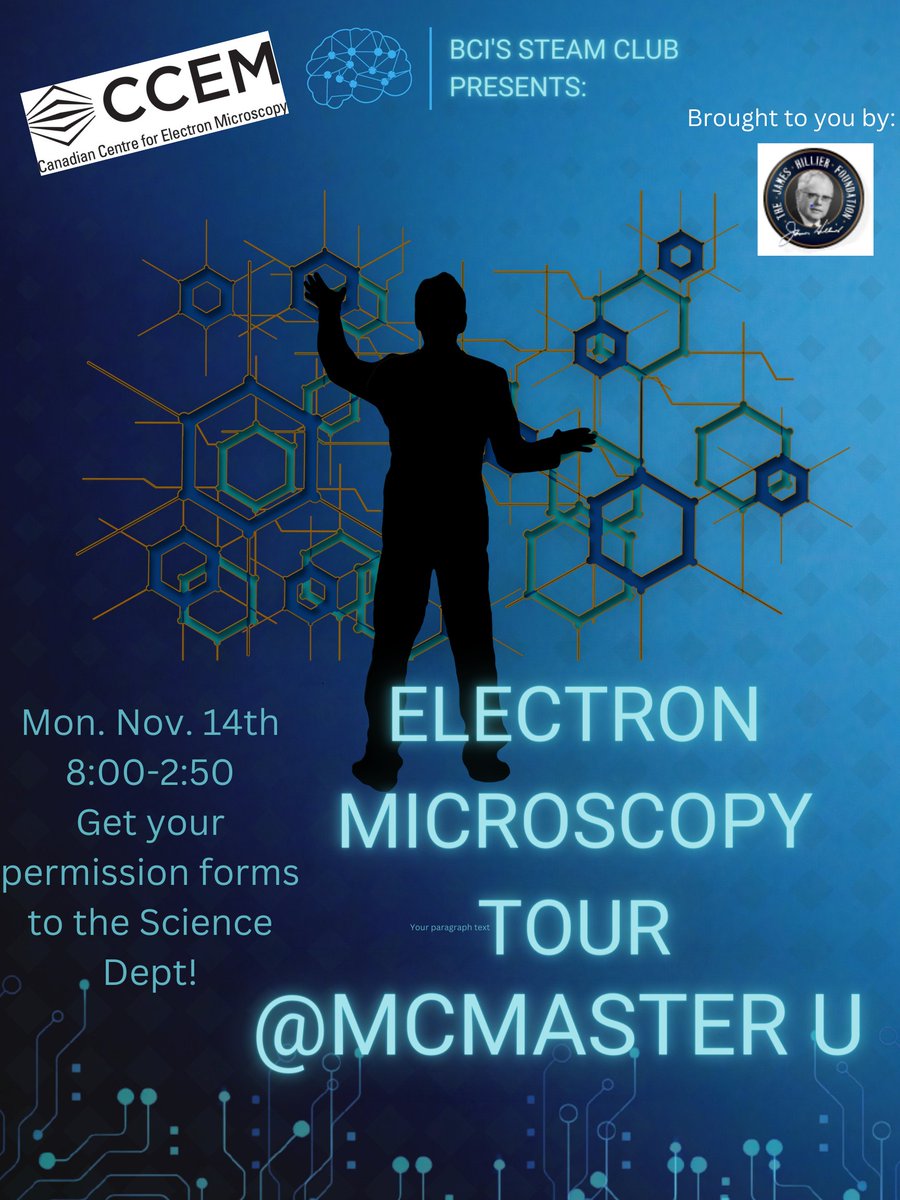 Did you know that one of the scientists that worked on the first electron microscopes in North America was a BCI graduate named James Hillier? Head to McMaster to learn more on November 14th! <a href="/BCIVS/">BCI Mustangs</a> <a href="/bci_mustangs/">BCI Students Council</a> <a href="/GEDSB/">Grand Erie District School Board</a> #learning #microscopy #Science