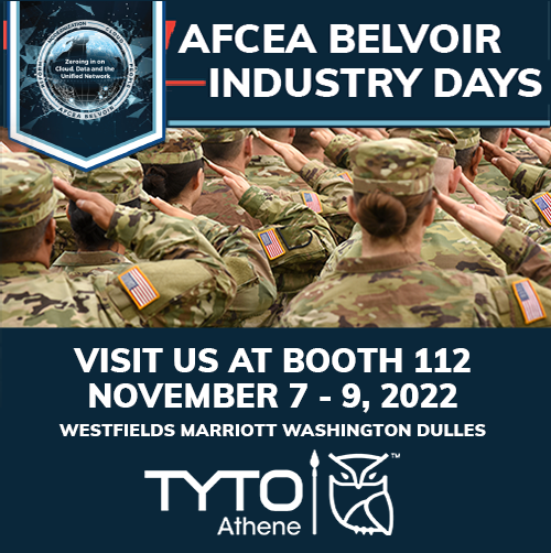 WeAreQuantumSky's tweet photo. We will be back home in Northern Virginia for @AFCEA Belvoir Industry Days at the Westfield’s Marriott Washington Dulles. 

Swing by Booth 112 to learn how Tyto transforms voice for US Army Defense Agencies and how we support all other domains.

#AFCEA #Army #Navy #USMC #AirForce https://t.co/ko48QoCn7K