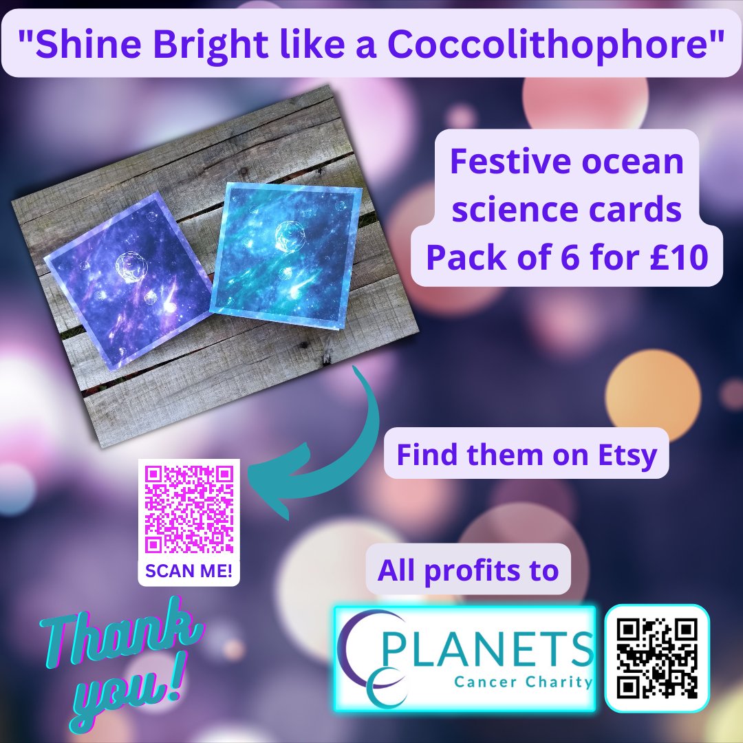 Hello everyone, it's been a while! Just wanted to introduce my festive marine science-themed cards. Shine bright like a #coccolithophore this winter, share #phytoplankton joy and raise money for the wonderful <a href="/PLANETSCHARITY/">PLANETS Cancer Charity</a> at the same time! #SciArt etsy.me/3olq3UF