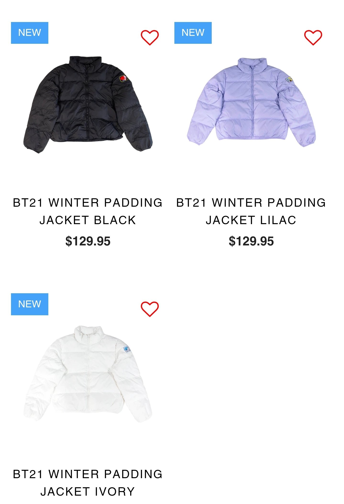 Bt21 long shop padded jacket