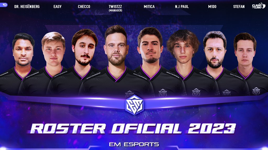 It is a pleasure to announce that after months of hard work we have our European EM Esports 2023 season roster from <a href="/CoCEsports/">Clash of Clans Esports</a> They are for great things and they are proving it.  Stay tuned for more news to come from them
#ClashOfClans #ClashEsports #EMEsports
#ExaltYouDreams👑