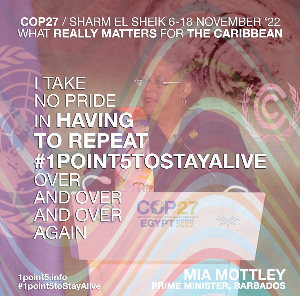 CANARICaribbean's tweet photo. 🌎 As COP27 kicks off, CANARI echoes the calls of Barbados PM Mia Mottley &amp; other Caribbean leaders for urgent action to curb emissions by G20 countries &amp; keep the 1.5C goal within reach to avoid catastrophic climate impacts in our islands &amp; other vulnerable developing countries https://t.co/VC99ztkc3N