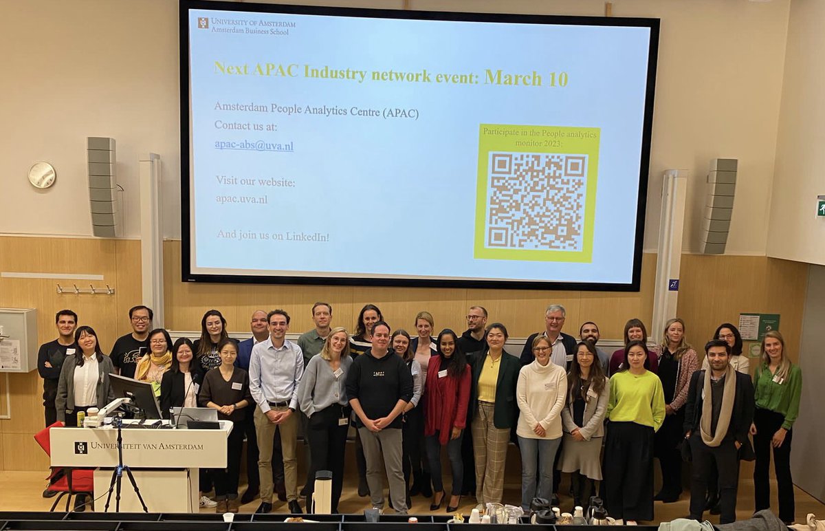 Last week, Friday, the Amsterdam People Analytics Centre (APAC) kicked off its first industry network event at <a href="/ABS_UvA/">UvA Amsterdam Business School</a>. Thank you all for a great evening with interesting keynotes and discussions among #PeopleAnalytics practitioners and enthusiasts!