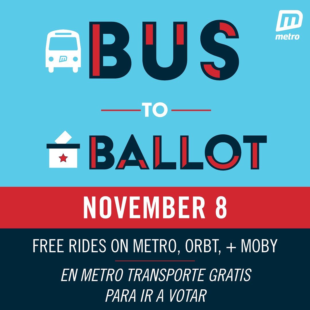 Don't forget -- tomorrow, we're offering FREE rides all day as part of our Bus to Ballot event!  ✅🚌

All Metro, ORBT, and MOBY trips will be fare-free that day, and you can Roll to the Polls with <a href="/HeartlandBcycle/">Heartland Bike Share</a>! Learn more at ometro.com/metro-news/bus….
