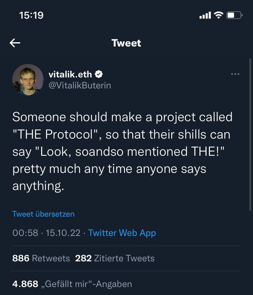 TheButerin's tweet photo. Hey @cz_binance , @vitalikbuterin talked about a project for the first time, what do you think? $THE https://t.co/80dugH9NY9