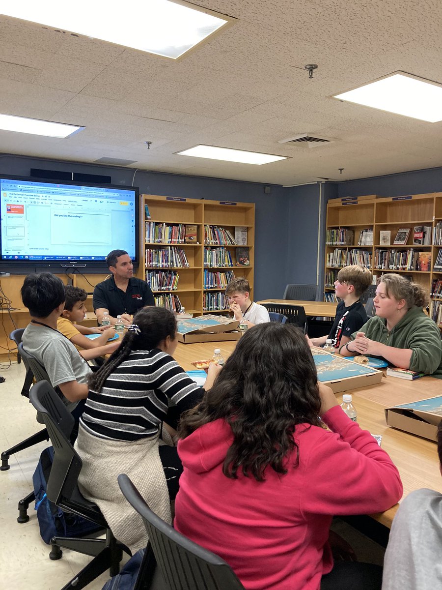 No one does it better! Amazing turnout for the Principal’s Book Club on “Theodore Boone: Kid Lawyer”with Principal Zapata <a href="/KenZapata75/">Ken Zapata</a> in the library <a href="/IS75Paulo/">IS 75</a>. Pizza, some friendly Kahoot competition and conversation. It was EPIC! <a href="/DrMarionWilson/">Dr. Marion Wilson</a> <a href="/dmartinson13/">Danielle Martinson</a> <a href="/CSD31SI/">CSD31StatenIsland</a>