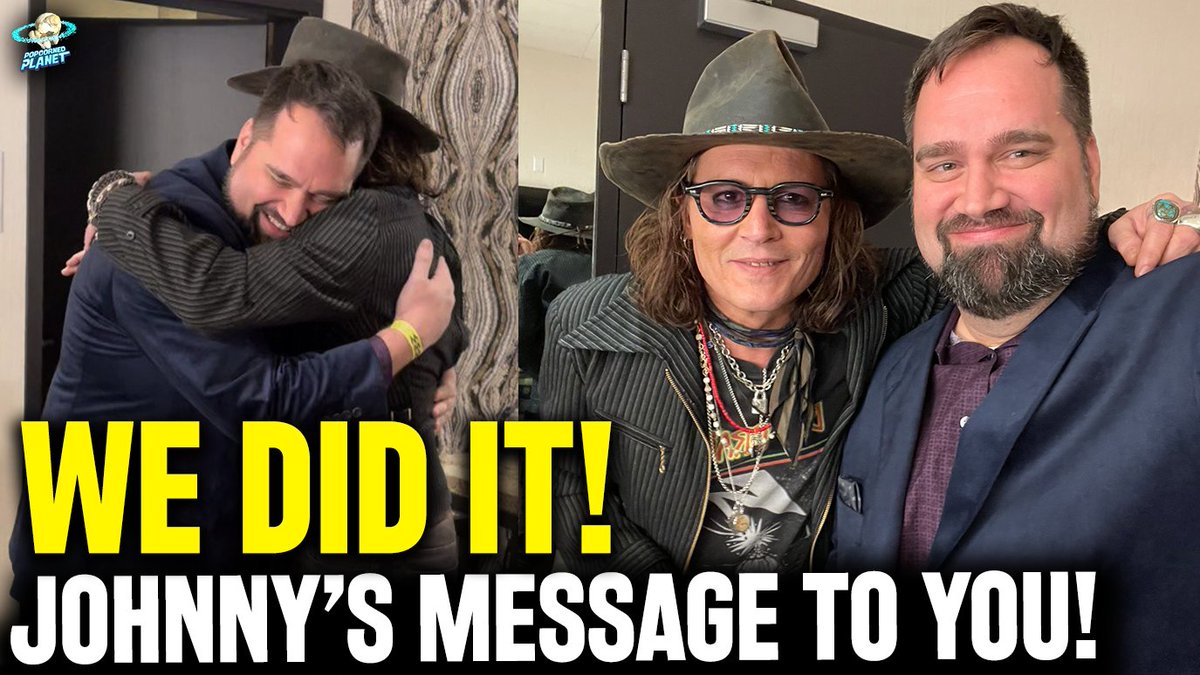 andysignore's tweet image. WE DID IT! An EXCLUSIVE INTERVIEW With Johnny Depp ! And he had a message FOR YOU! I'm still in shock... Not only was he watching, he wanted to share HOW GRATEFUL he was for ALL OF YOU helping his voice be heard. Its up on @PopcornedPlanet We'll also be live later w/ @LauraBockov