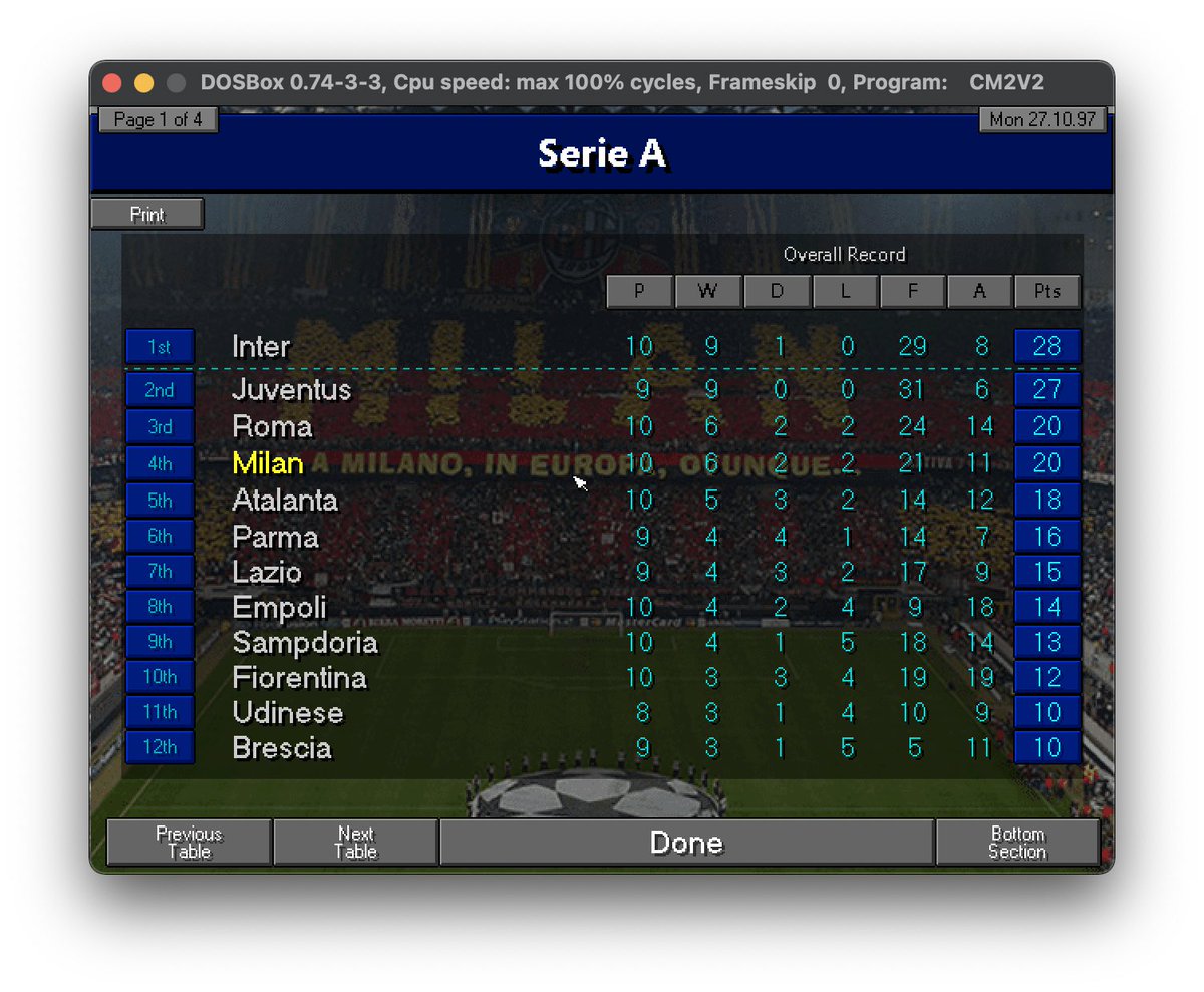 Decent start. Using <a href="/9798Nikolai/">9798 Nik</a> 3-1-2-2-2. Shevchenko on fire. Defence holding strong. Inter with Ronaldo absolutely flying though <a href="/cm9798v2/">The #CM9798 V2 Project</a>