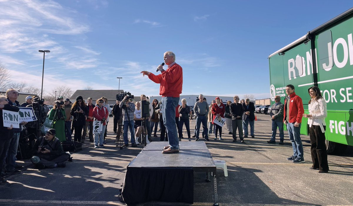 LilySchwenk's tweet photo. .@RonJohnsonWI joined by @BryanSteil &amp; @NikkiHaley in Janesville for our last day of #RonsRoadTour

Just 1 more day till 6 more years 🇺🇸 https://t.co/Q8lqJIPc6s