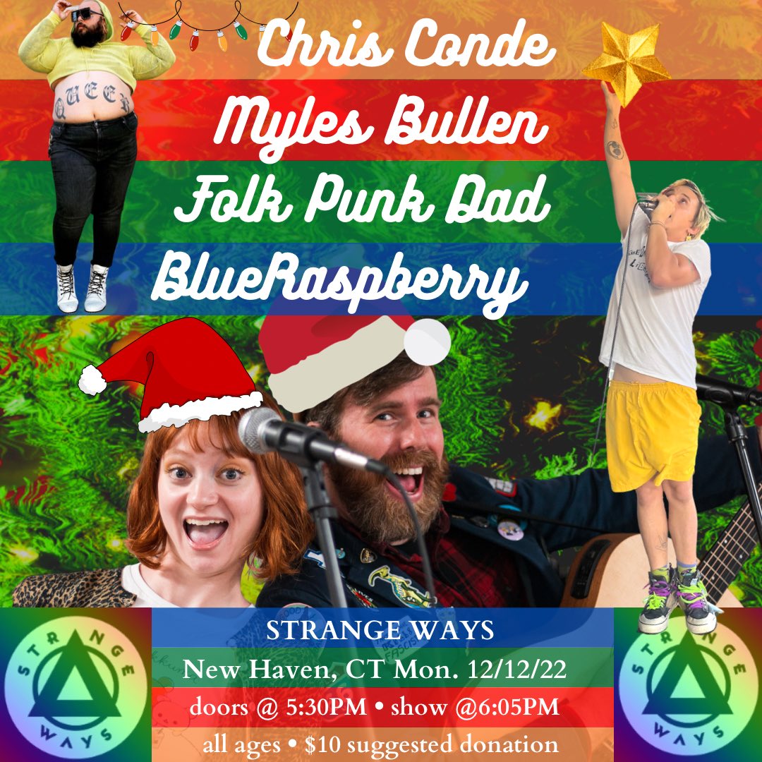 So incredible psyched for this <a href="/blueraspband/">BlueRaspberry</a> show on Mon 12/12 at @shopstrangeways in New Haven, CT with <a href="/beatboxpoet/">Myles Bullen</a> <a href="/chrisconde/">Chris</a> 😃🤘🎶❤️ Doors @ 5:30 and Music @ 6:05PM! #newhaven #ctmusic