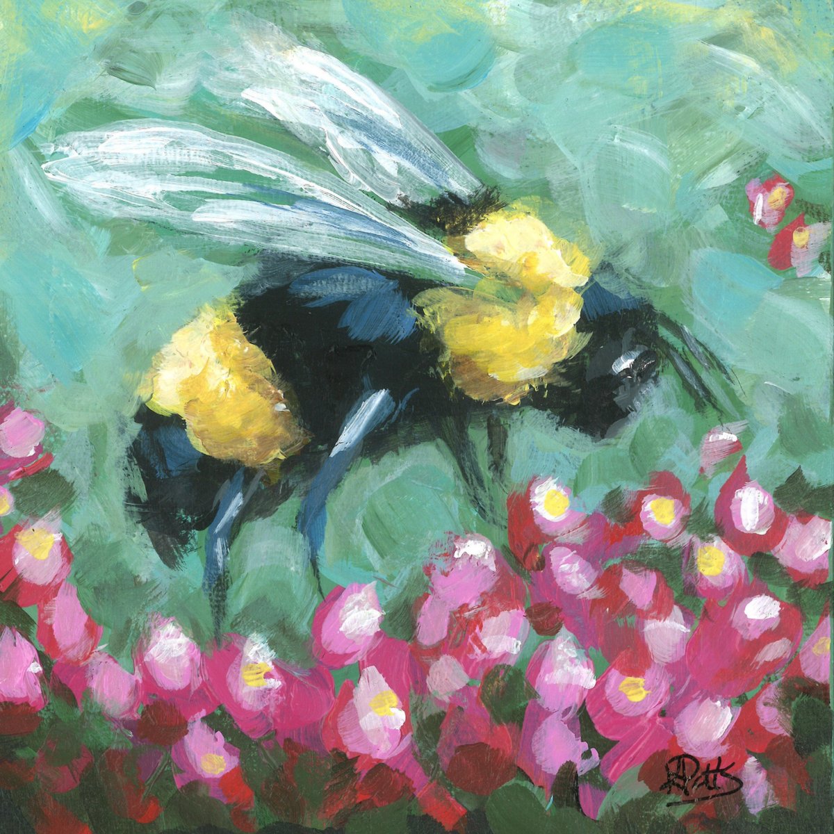 Some little bees! 6' by 6' acrylic paint. #bees #myart #beeart #acrylicpainting