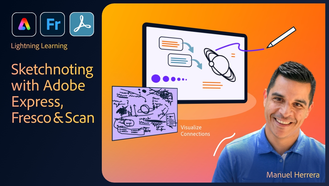 Hey friends! Wanna learn about #sketchnoting &amp; how to use it with @adobefresco,  <a href="/AdobeExpress/">Adobe Express</a> &amp; Adobe Scan? Enroll in my free self-paced Sketchnoting w/ Adobe Course here  edex.adobe.com/professional-l…. 
Have any questions? Reach out via Twitter! #draw #sketch #doodle #visualthinking
