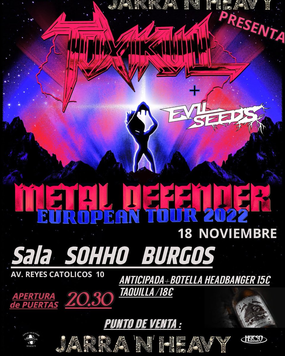 PuertaDelGehena's tweet photo. ¡¡¡SORTEO DE 2 ENTRADAS!!! de Toxikull + Evil Seeds  en  SOHHO Burgos . 
Normas para el sorteo, hasta el jueves 10 a las 20:00 horas: 
 - Deja un comentario en esta publicación.
 -  retwittea. 
Entradas cortesía de Jarra'n'Heavy Metal Burgos. https://t.co/z4GW3TdlGk