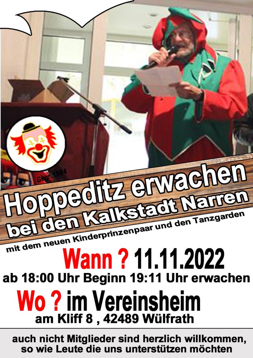 Halloween ist gerade rum, da ist Karneval nicht mehr weit - kommt rum zum Hoppeditz erwachen. 

#Wülfrath #KreisMettmann #Karneval