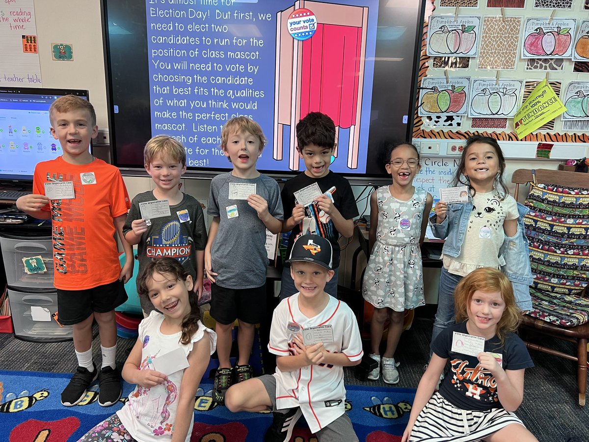Young citizens exercised their civic duty to have their voice heard in our class mascot mock-election! They listened to candidate speeches, presented their voter registration card, cast their ballot and got an I Voted sticker! #kleinvotes #wildaboutlearning <a href="/TheissKISD/">Theiss Elementary</a>