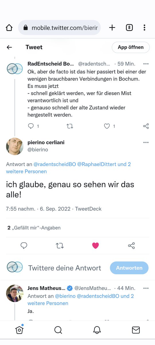 radentscheidBO's tweet photo. @bierino @JensMatheuszik 

Zwei Monate sind nun schon wieder vergangen und die #Rüttelstreifen auf der #Springorumtrasse sind unverändert.

Wie lange sollen wir noch warten?Wann tut sich hier etwas?
Wie kann man Politik und Verwaltung @bochum_de aus dem Tiefschlaf holen? https://t.co/UW15knUiKi