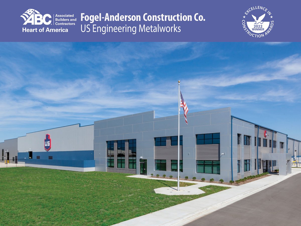 abc_hoa's tweet photo. Congratulations to our 2022 EIC General Contractor Industrial Category Winner: @FogelAnderson Construction Co. for their work on the US Engineering Metalworks project. #ABChoaAwards
Learn more about this project on our youtube channel: https://t.co/wezMkouece https://t.co/dfyM5Ug5hS