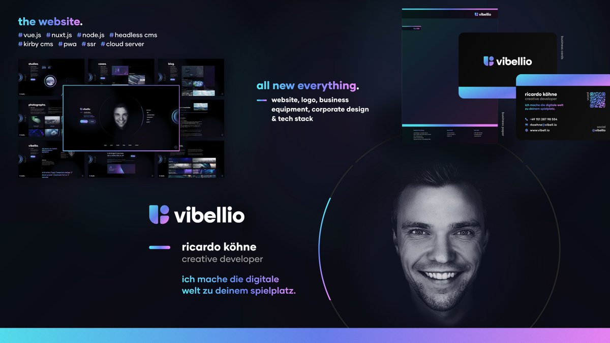 marbleOne_'s tweet photo. all new everything. // vibellio rebranding.

8 monate arbeit. 200 stunden+. fast 5 jahre nach dem ersten release der https://t.co/Wn394IVzsT website.

jetzt online!

https://t.co/piGVaMPH9M

#webdeveloper #rebranding #coding #uiux #interactiondesign #app #nuxtjs #vuejs #kirbycms https://t.co/0mgMzGpGdt
