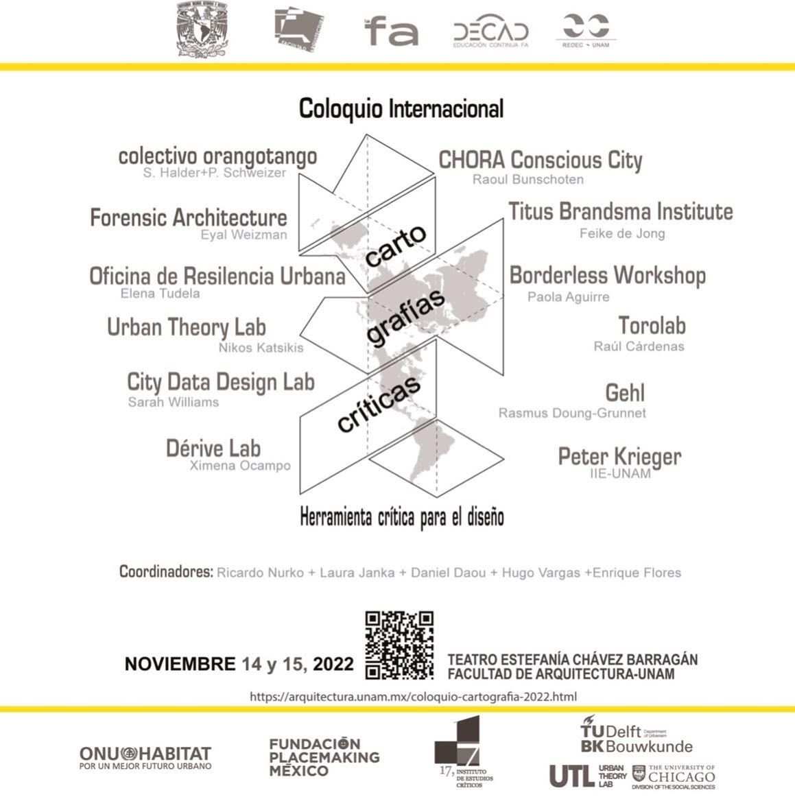 Placemaking México (@placemakingmx) on Twitter photo Si eres como nosotros y te preocupan los espacios que habitas, el cómo estan planeados y mapeados, tienes que asistir al Coloquio de "Cartografías Críticas", del 14 al 15 de noviembre en la <a href="/faunam_mx/">Facultad de Arquitectura UNAM</a>. Nos da muchísimo gusto ser parte de este evento... ¡Ahí nos vemos! Si eres como nosotros y te preocupan los espacios que habitas, el cómo estan planeados y mapeados, tienes que asistir al Coloquio de "Cartografías Críticas", del 14 al 15 de noviembre en la <a href="/faunam_mx/">Facultad de Arquitectura UNAM</a>. Nos da muchísimo gusto ser parte de este evento... ¡Ahí nos vemos!