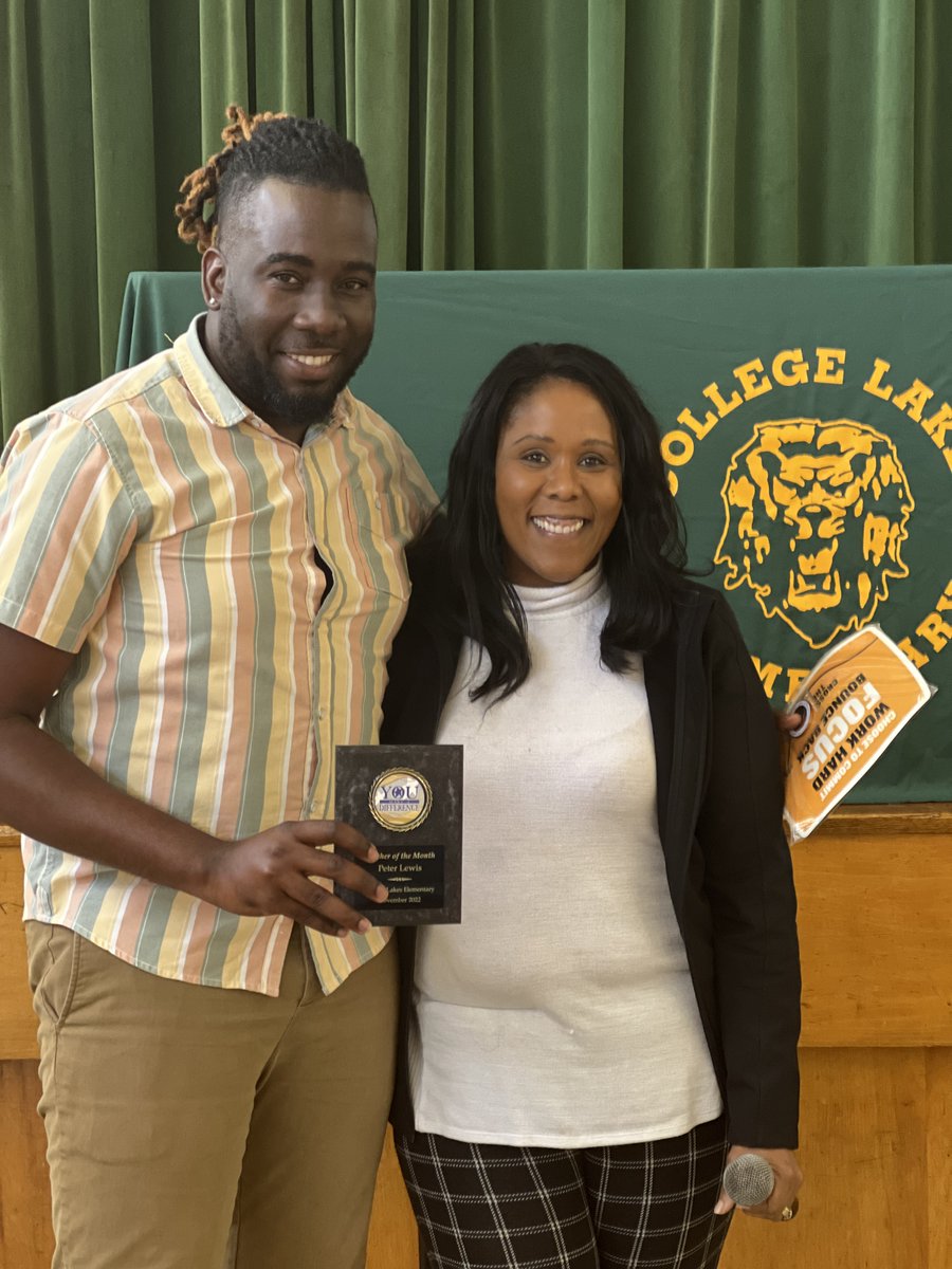 cleslions's tweet photo. We are proud to announce our CLES Teacher of the Month for November is 5th Grade Teacher, Peter Lewis, pictured here with Principal Brenda Ware-McAllister. https://t.co/qrqPwEtubl