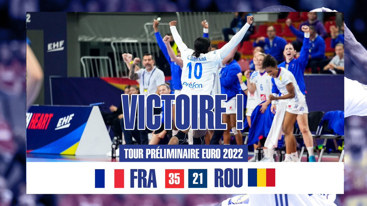 Prefon_Asso's tweet photo. 🤩Deux matchs, deux victoires !! Les Bleues s'imposent largement face à La Roumanie et prennent la tête de leur groupe. Le plein de confiance pour le tour principal à venir.🔥 Score finale 35🇫🇷⚡🇷🇴21
#prefonhand #engagement #bleuetfier https://t.co/CVG78yTsXD