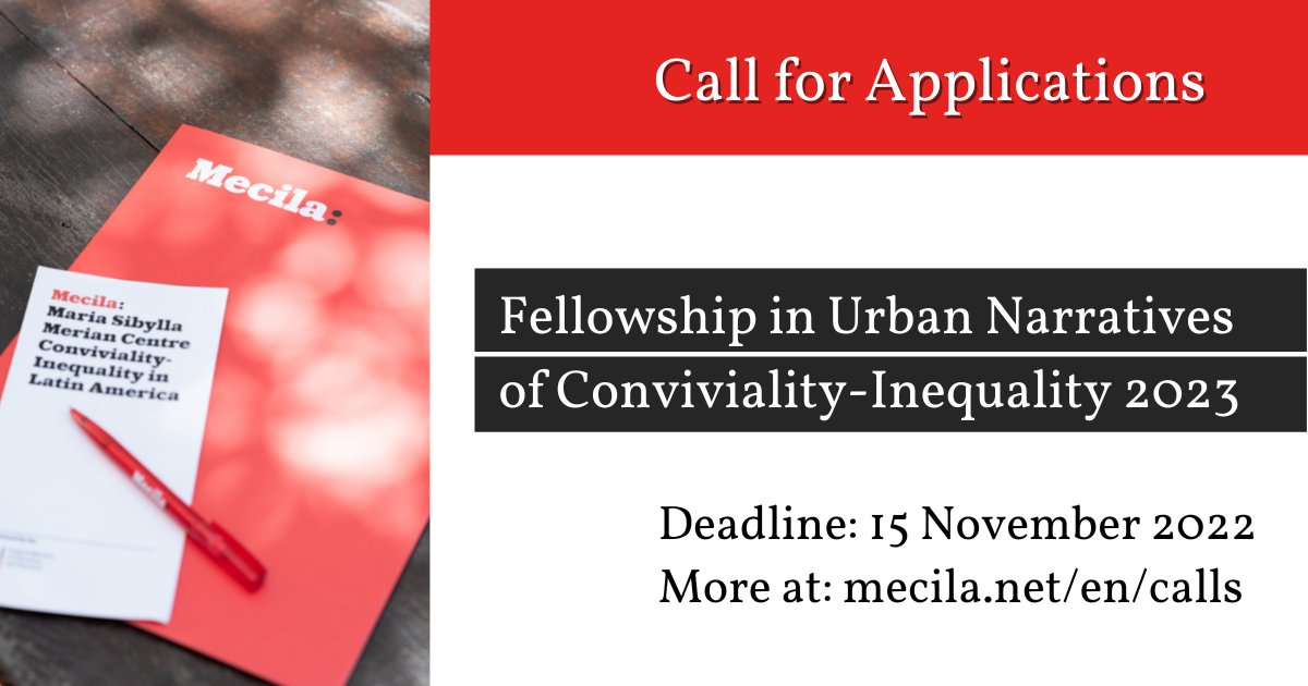🚨 Last call 🚨

The Mecila Urban Narratives Fellowships applications are only open until 📅 15 November 2022.

More information at: ow.ly/gSSN50Lwww0