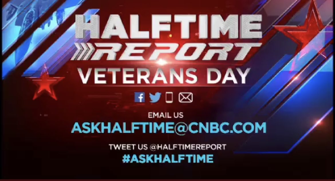 HalftimeReport's tweet image. Attention Veterans… Do you have an investment question for the Halftime committee?  Email us at AskHalftime@cnbc.com, or reply below with #AskHalftime