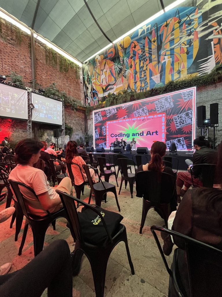 brtmoments's tweet photo. Coding &amp; Art - with @seth @VanArman @p1xelfool at the @NonNftSummit https://t.co/e9DHjxqL8k