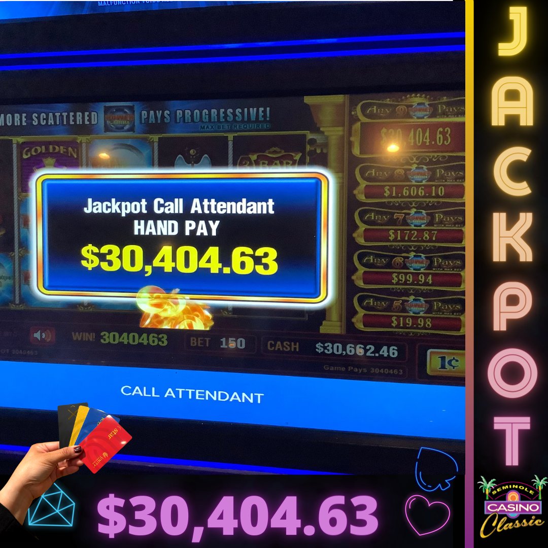 SeminoleClassic's tweet photo. One lucky Unity Card holder won a $30,404.63 JACKPOT on a $1.50 bet 🤑 YOU  could be next! 😱💃
.
#jackpot #luckywinner #jackpotwinner #classiccasino #casino #slots #slotmachines #doclassic https://t.co/VyNesOygQI