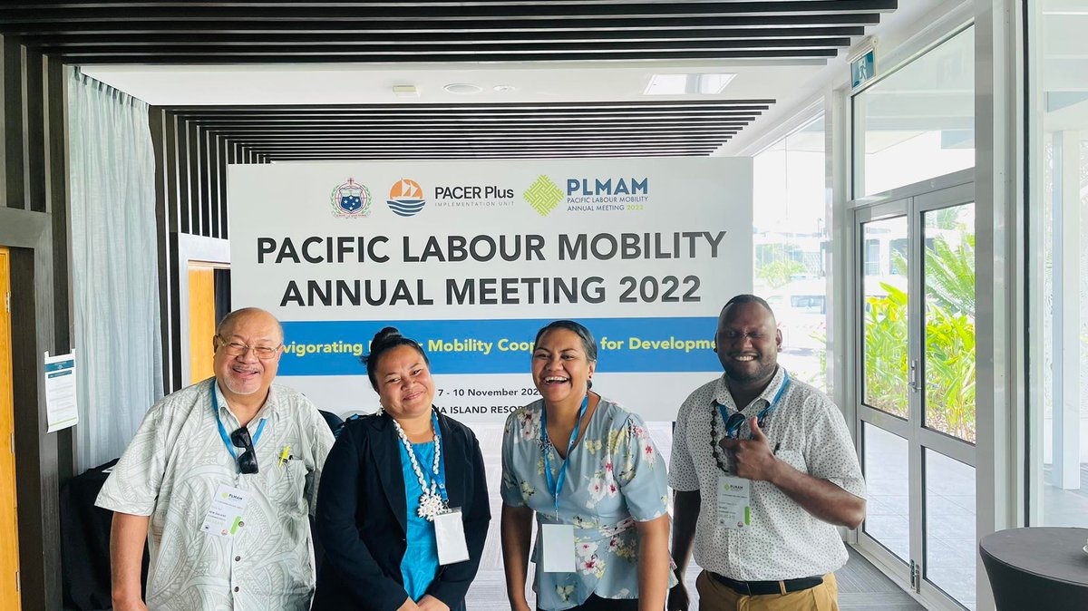 TuvaluTrade's tweet photo. 🤝🏼 Day 1 of the #PLMAM yesterday and Team🇹🇻 was well represented. We wish them all the best in the remainder of the program as this meeting is an opportunity for stakeholders to re-engage, reset and re-commit to advancing #labour #mobility. More Info 👇 https://t.co/lJfR0J8SH8 https://t.co/bIyGnq24OP