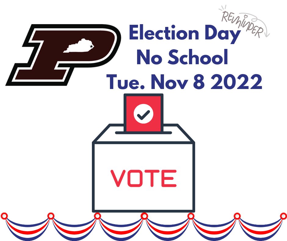 Pikeville Schools (@pikevilleind) on Twitter photo Reminder! Scheduled day of No School for Election Day - Nov 8th 2022. Faculty & Staff report only for Professional Development & Planning at <a href="/PikevilleHigh/">Pikeville High School</a> & <a href="/PikevilleElem/">Pikeville Elementary School</a> Reminder! Scheduled day of No School for Election Day - Nov 8th 2022. Faculty & Staff report only for Professional Development & Planning at <a href="/PikevilleHigh/">Pikeville High School</a> & <a href="/PikevilleElem/">Pikeville Elementary School</a>