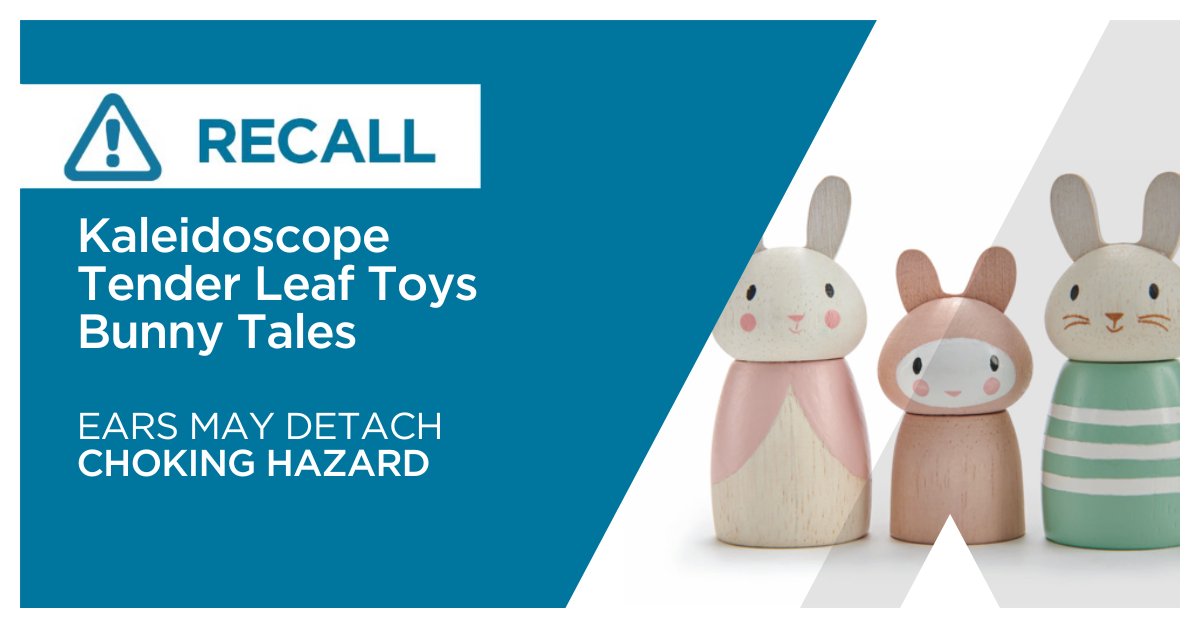 Have your kids got a set of three solid wood Bunny Tales characters from Kaleidoscope? If so, stop using them immediately as they have been recalled. The ears may detach from the bunny, posing a choking or suffocation hazard for young children. bit.ly/3DNKSyD