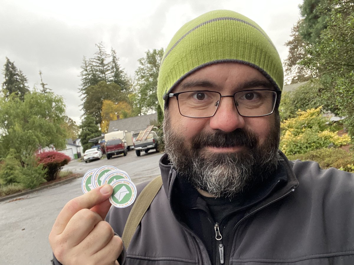 Okay folks, I’m down to 10 “I voted” stickers! Still out knocking doors… get this ballots in so I can give you a sticker! 28 hours left!