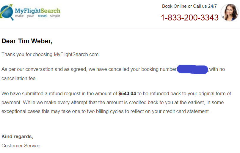 _timweber's tweet image. Be aware if you are booking with these guys during the holidays. Three weeks later, still no refund. Illegal in Canada, BTW. Their response, &apos;we are an American company&apos;.  Yes they are. #consumerSOS #myflightsearch