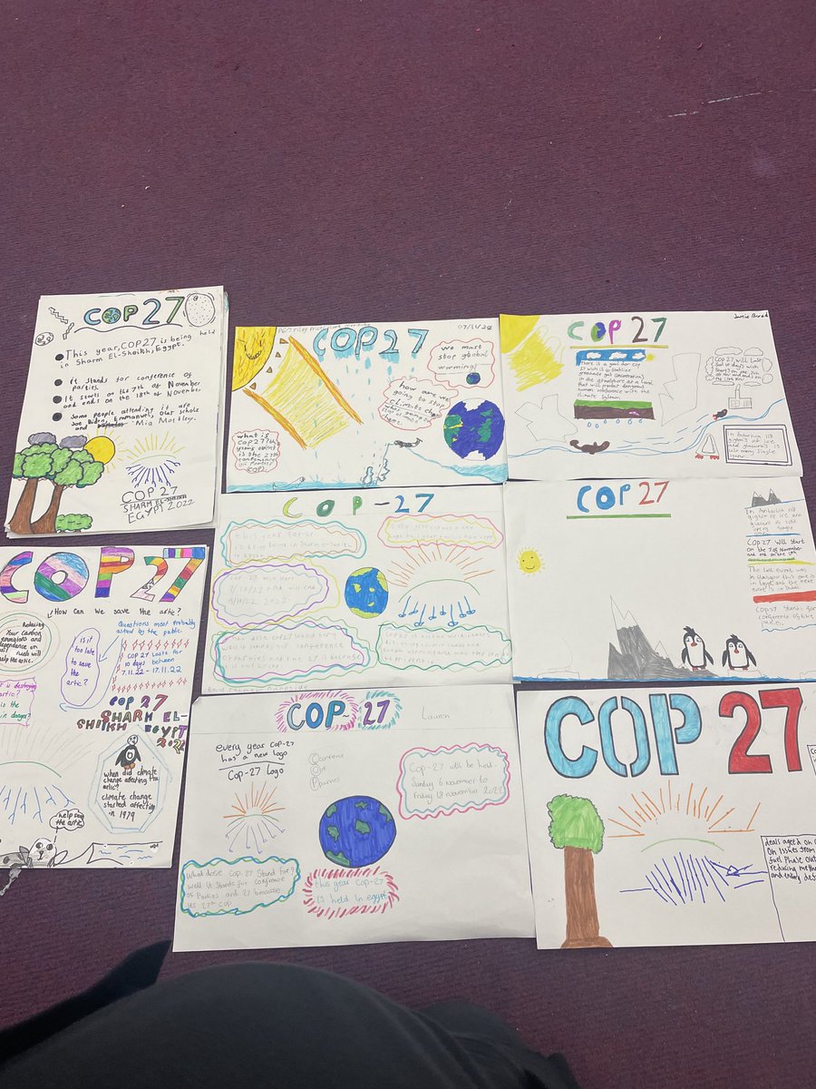 SchoolBraehead's tweet image. Primary 6/7 and 7 took part in Frozen Planet Part 2 live lessons #bbcteach  exploring the coldest places on Earth and the impact of climate change on the icy habitat of harp seal pups. The children then researched COP 27 and created posters which included interesting questions.😀