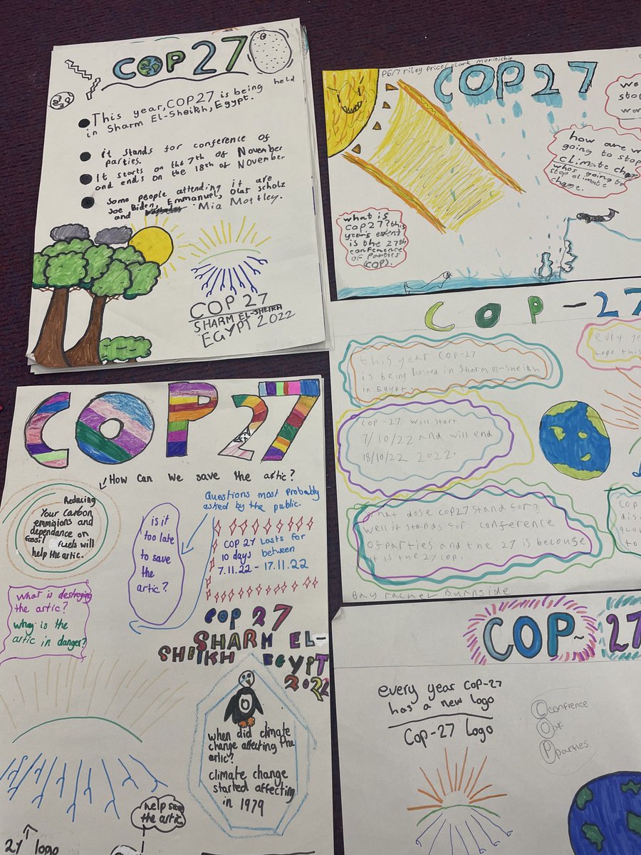 SchoolBraehead's tweet image. Primary 6/7 and 7 took part in Frozen Planet Part 2 live lessons #bbcteach  exploring the coldest places on Earth and the impact of climate change on the icy habitat of harp seal pups. The children then researched COP 27 and created posters which included interesting questions.😀