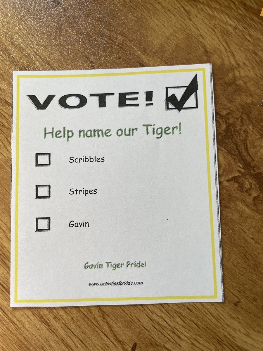 We voted on our mascot’s name today- can’t wait to see the results!! 🗳🐯 <a href="/GavinSD37/">Gavin District 37</a>