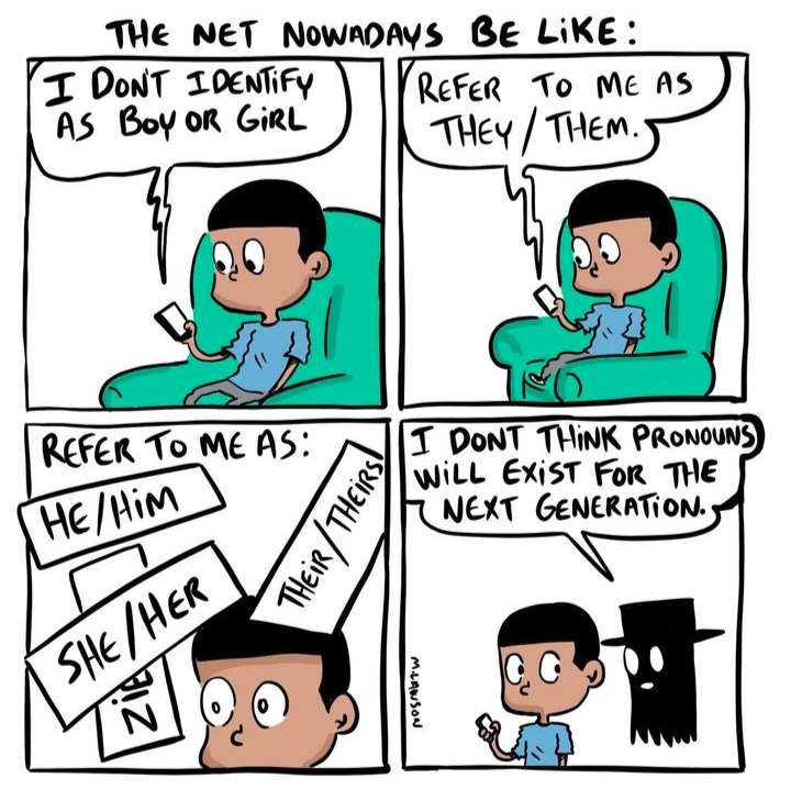 MeandMrNegative's tweet photo. Pronouns #artistsontwitter #comics #comicstrip #webcomics #funny #cartoonist #igcomics #comicsontwitter #webtoonseries #webtoon #webtoons #artist https://t.co/NNVWZDl4y9