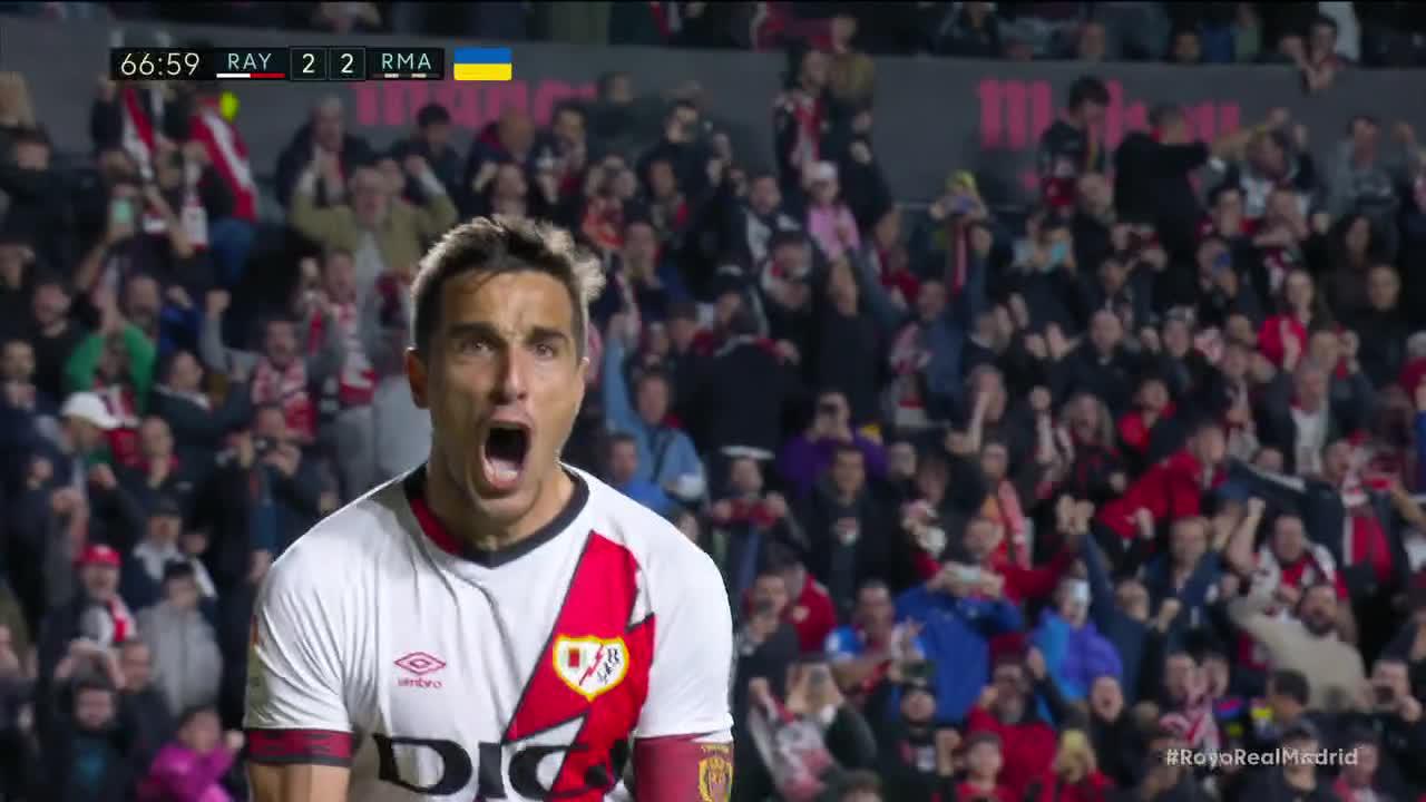 Rayo makes it 3-2 over Madrid with just over 20 minutes to play 👀”