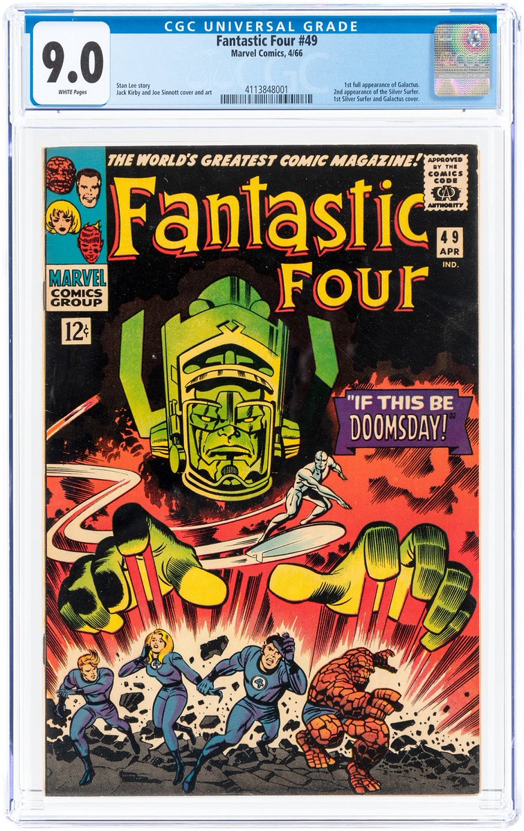 HakesAuctions's tweet photo. 🔥 KEY BOOK ALERT! 🔥 HAKE'S HUNGERS! And you will too looking at this #CGC 9.0 copy of @FantasticFour #49! Bidding on the 1st full appearance of #Galactus is open at @HakesAuctions! https://t.co/GgT49FeCMk
#Marvel #FantasticFour #SilverSurfer #comicbooks #comics #comiccollection https://t.co/q6S7HsaQzz