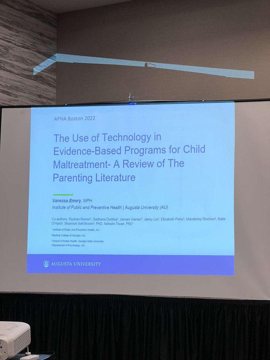 Thank you, Vanessa for representing <a href="/bstronglab/">B-STRONG Lab</a> and @AUG_IPPH for <a href="/AUG_University/">Augusta University</a> on our scoping review on technology and #childmaltreatment  EBP. Stellar presentation #apha2022 <a href="/APHAAnnualMtg/">APHA's Annual Meeting & Expo</a> #publichealth