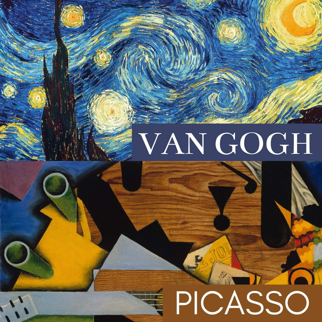 ACAPaper's tweet photo. Vincent Van Gough and Pablo Picasso are two of the world’s most renowned artists in history.

We want to know which artist you prefer: Van Gogh or Picasso?  

#ACAPaper #ACAPaperRestoration #ArtRestoration #PaperRestoration #PrintRestoration #VanGogh #Picasso https://t.co/QaKmg5qbaH