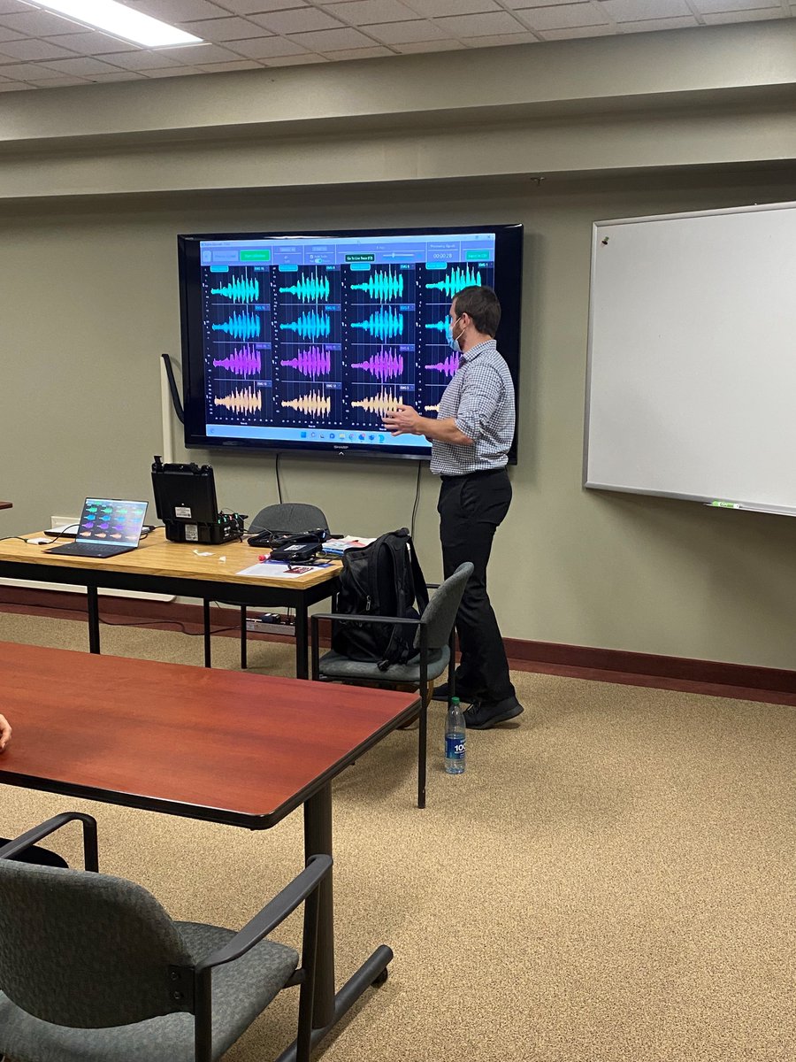 NDucey10's tweet photo. Stopped into the @UNB_IBME while in Fredericton for the @csep_scpe Conference - it was great to show @escheme and @kengleha some of the exciting #MotorUnit and HD #EMG sensors we have @delsysinc , and to see a demo of your gesture recognition tools using Trigno Avanti Sensors! https://t.co/C5wIDtUDOM