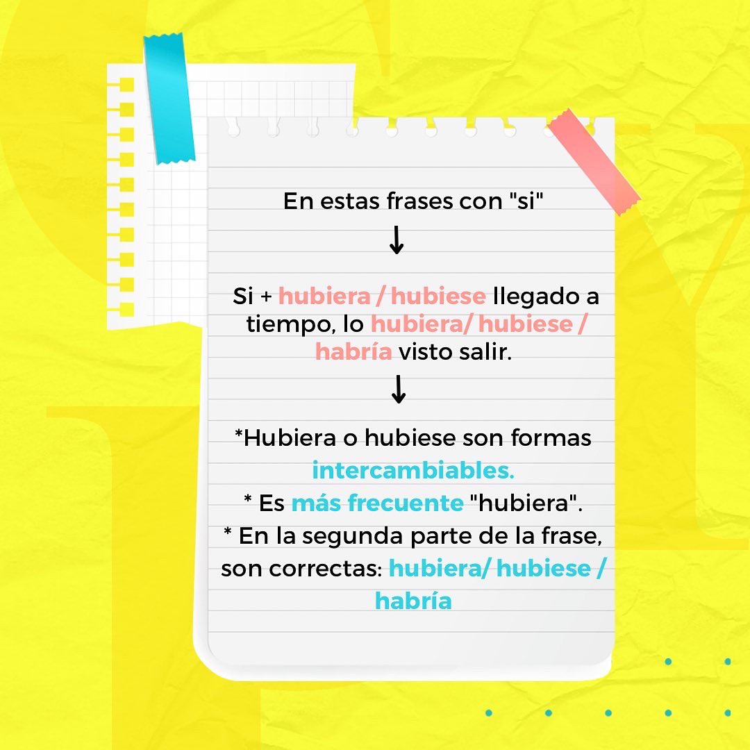 GongoraAR's tweet photo. 👇🏻Estas combinaciones son posibles, lo que hay que recordar es que ❌NUNCA detrás del “si” puede ir la terminación “-ría”. 👌🏻

#ortografía #gramática #redacción #duda #sustantivo #sustantivo #verbo #verbos #la #el #lengua #español #castellano #habria #hubiera #hubiese #comosedice https://t.co/GycLIITdGx